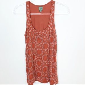 HWR RUST COLOR METALLIC BOHO EMBROIDERED TANK